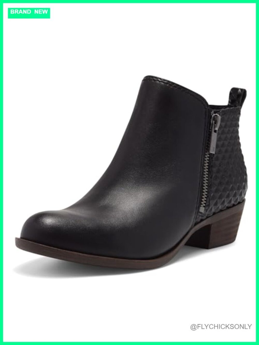 Leather Ankle Booties with Dual Side Zip and Stacked Block Heel